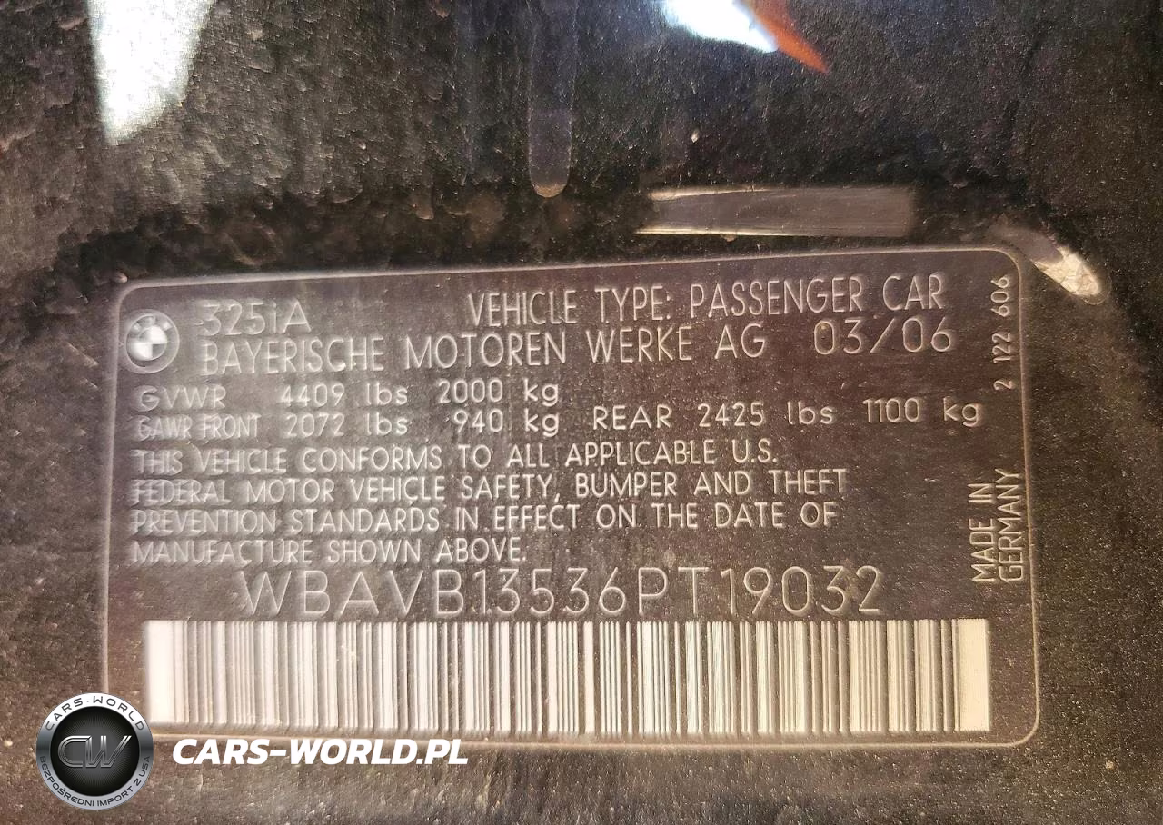 2006 BMW 325 I VIN:WBAVB13536PT19032 - 13
