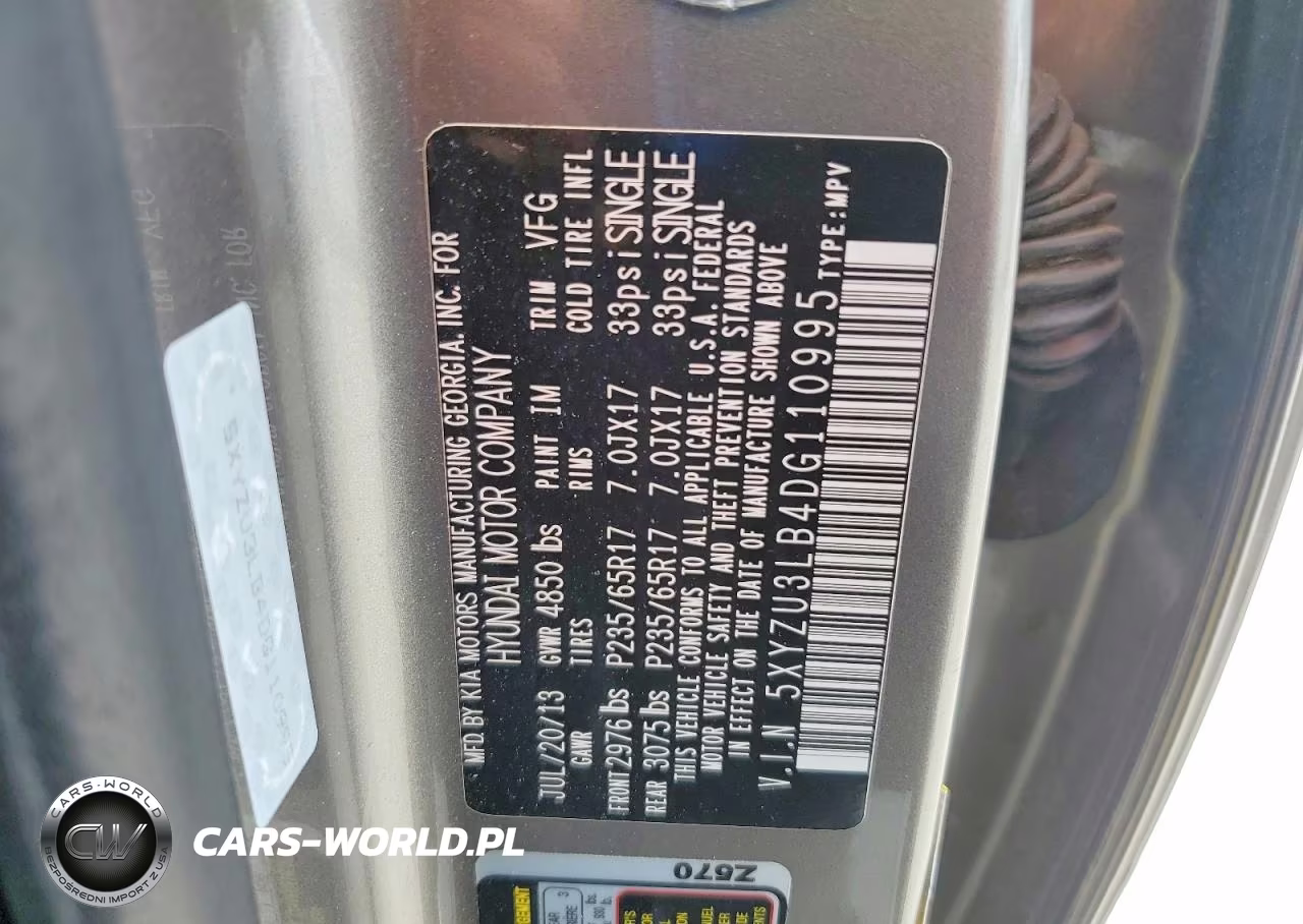 2013 Hyundai Santa Fe Sport 2.4L VIN:5XYZU3LB4DG110995 - 13