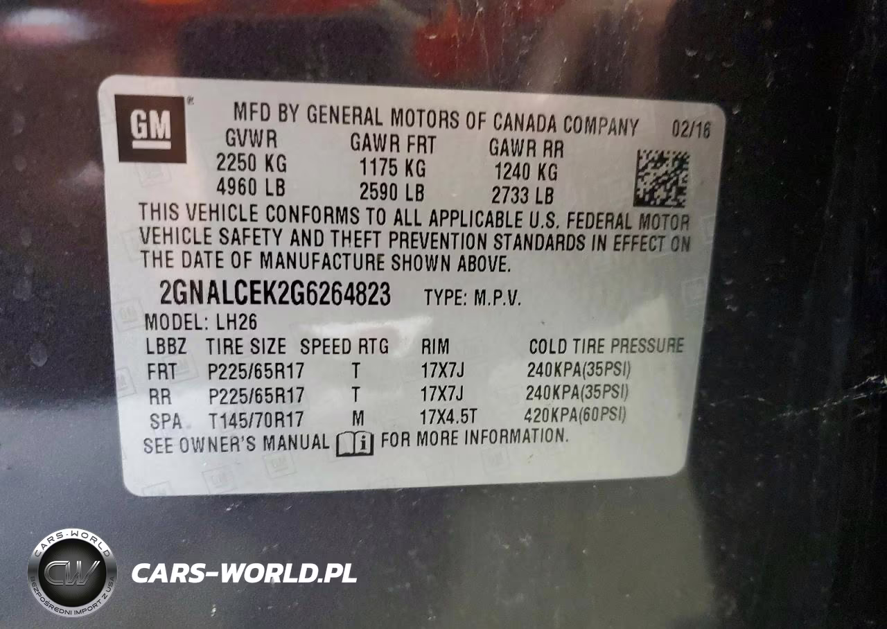 2016 Chevrolet Equinox Lt VIN:2GNALCEK2G6264823 - 13