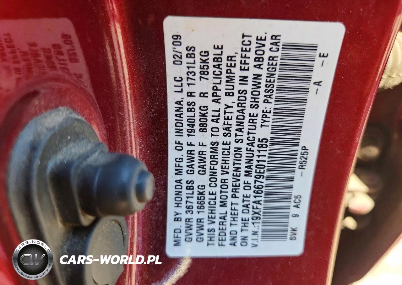 2009 Honda Civic Lx-S VIN:19XFA16679E011185 - 12