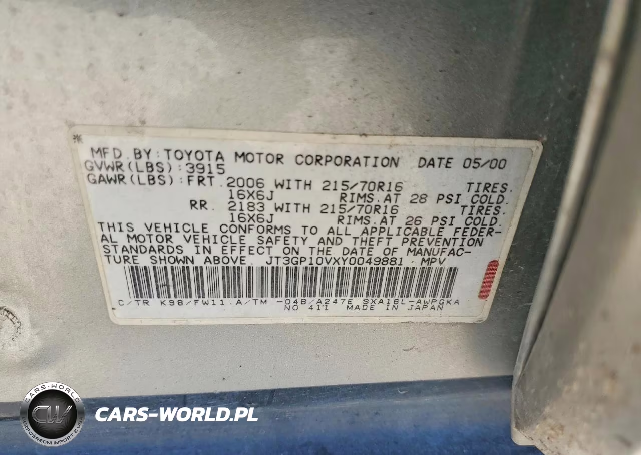 2000 Toyota Rav4 Base VIN:JT3GP10VXY0049881 - 13