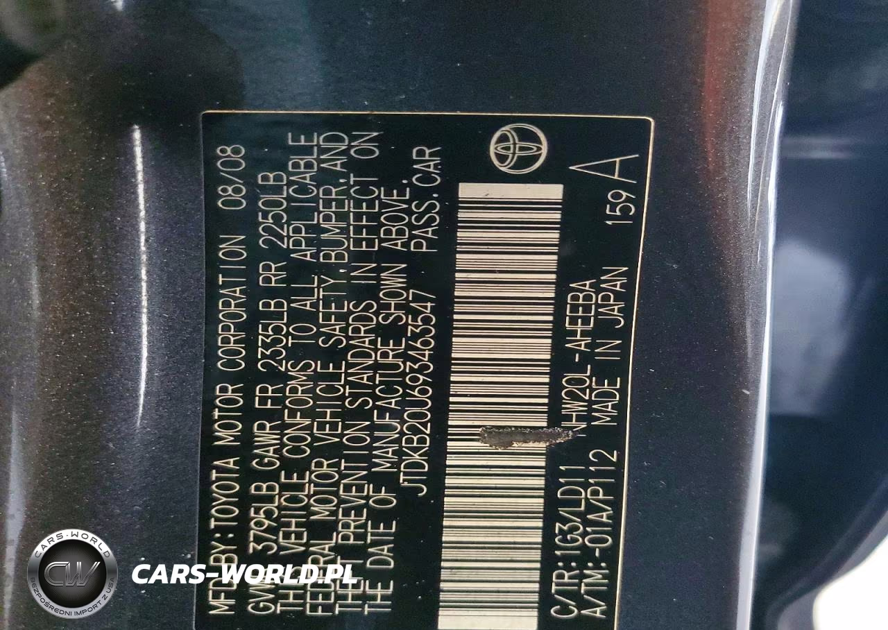 2009 Toyota Prius Base VIN:JTDKB20U693463547 - 12