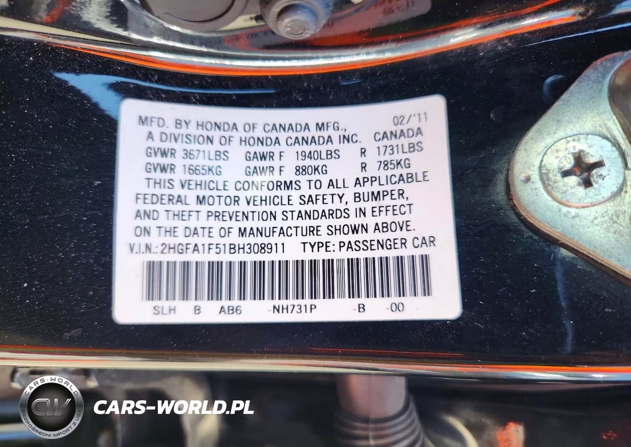 2011 Honda Civic Lx VIN:2HGFA1F51BH308911 - 12