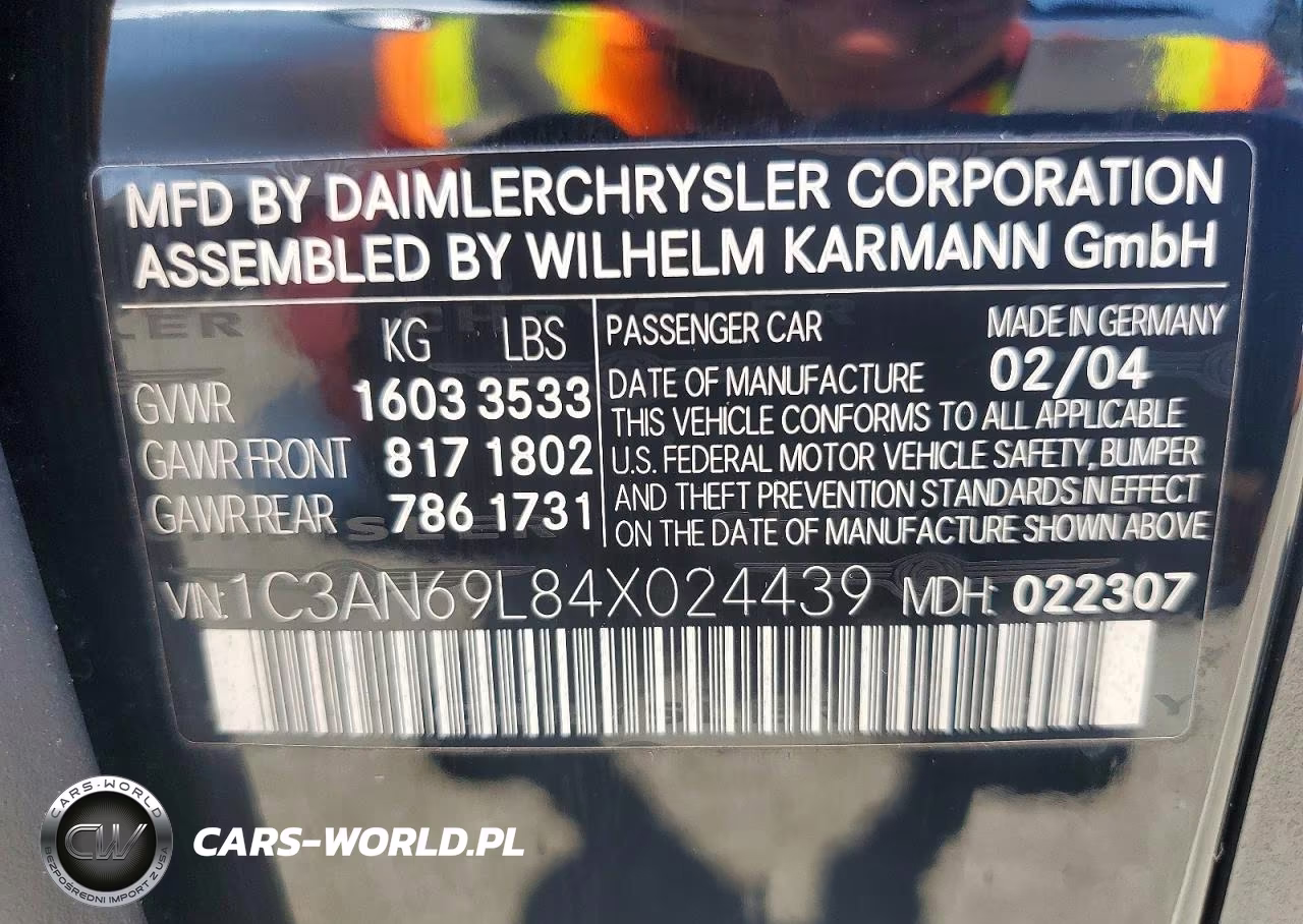 2004 Chrysler Crossfire Limited VIN:1C3AN69L84X024439 - 12