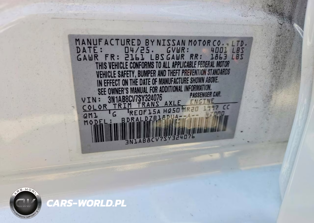 2025 Nissan Sentra Sv VIN:3N1AB8CV7SY324076 - 12