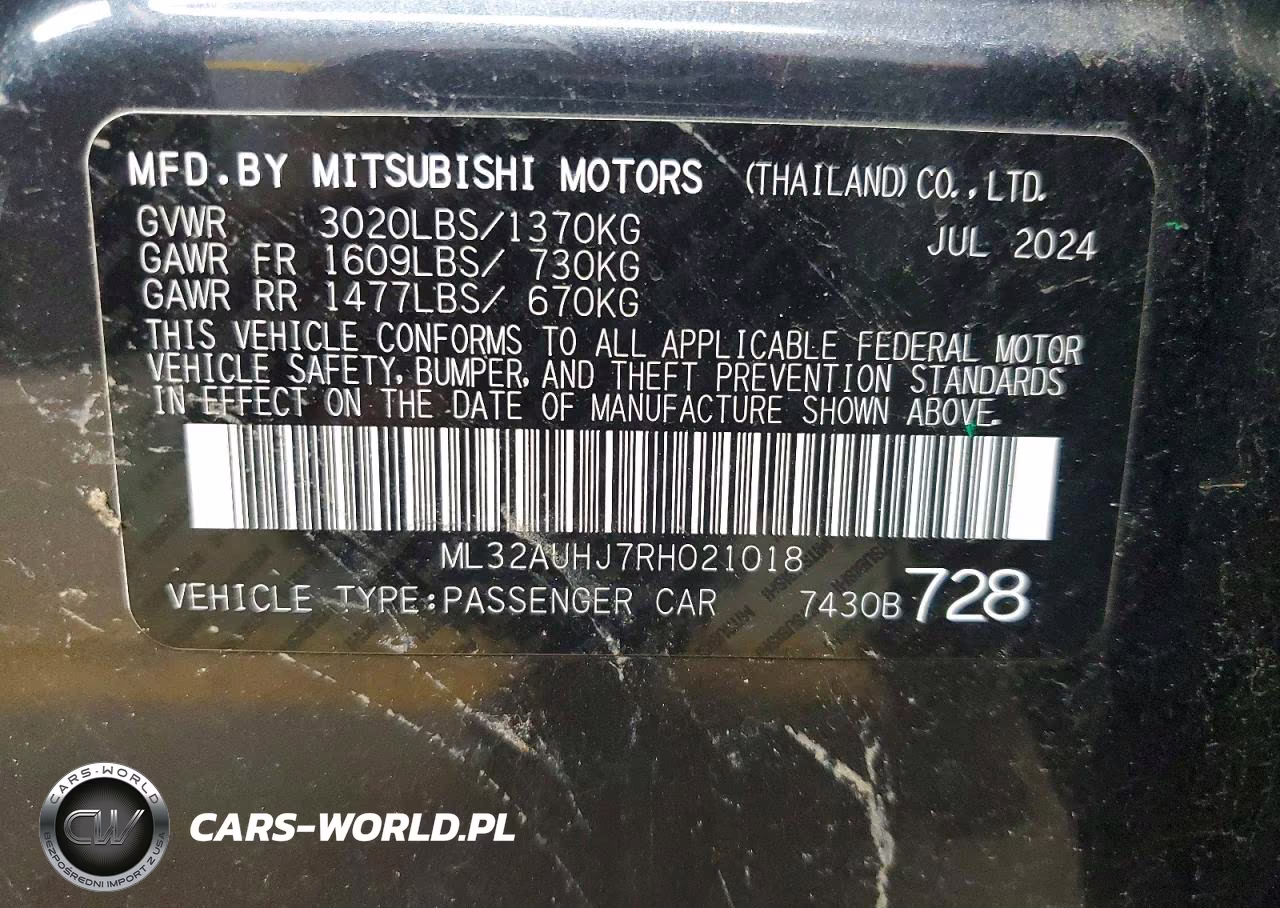 2024 Mitsubishi Mirage Es VIN:ML32AUHJ7RH021018 - 12