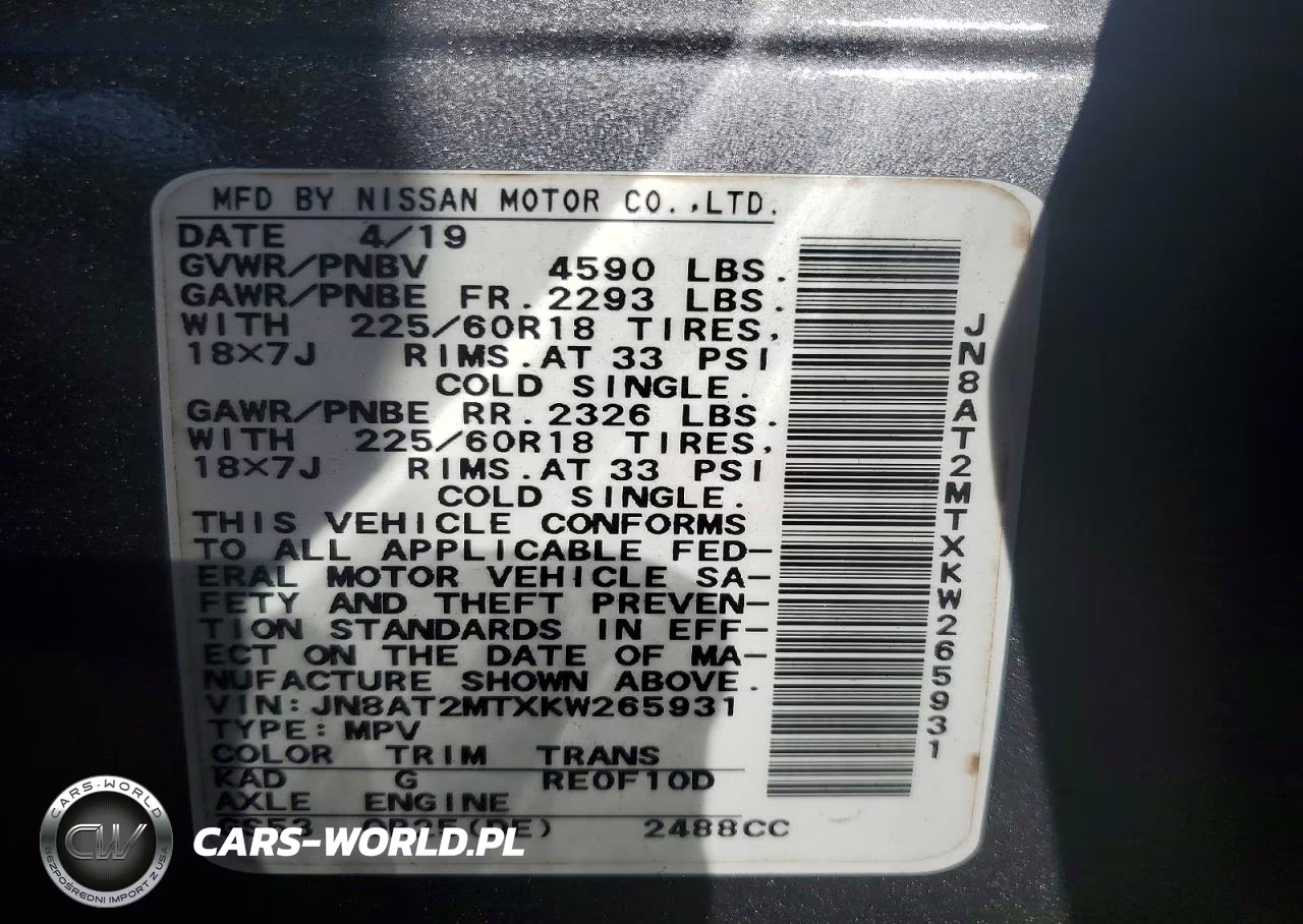 2019 Nissan Rogue Sv VIN:JN8AT2MTXKW265931 - 13