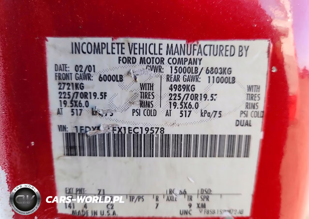 2001 Ford F450 Super Duty VIN:1FDXF46FX1EC19578 - 12