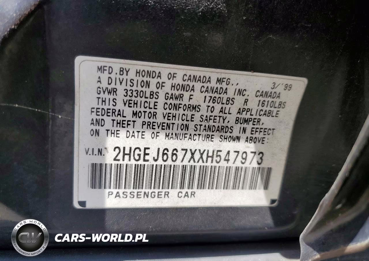 1999 Honda Civic VIN:2HGEJ667XXH547973 - 12