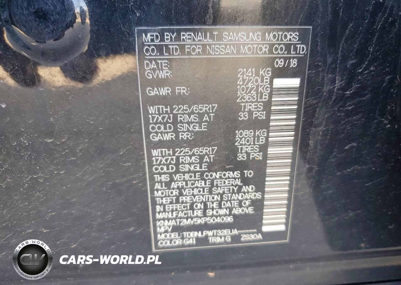 2019 Nissan Rogue S VIN:KNMAT2MV5KP504096 - 13