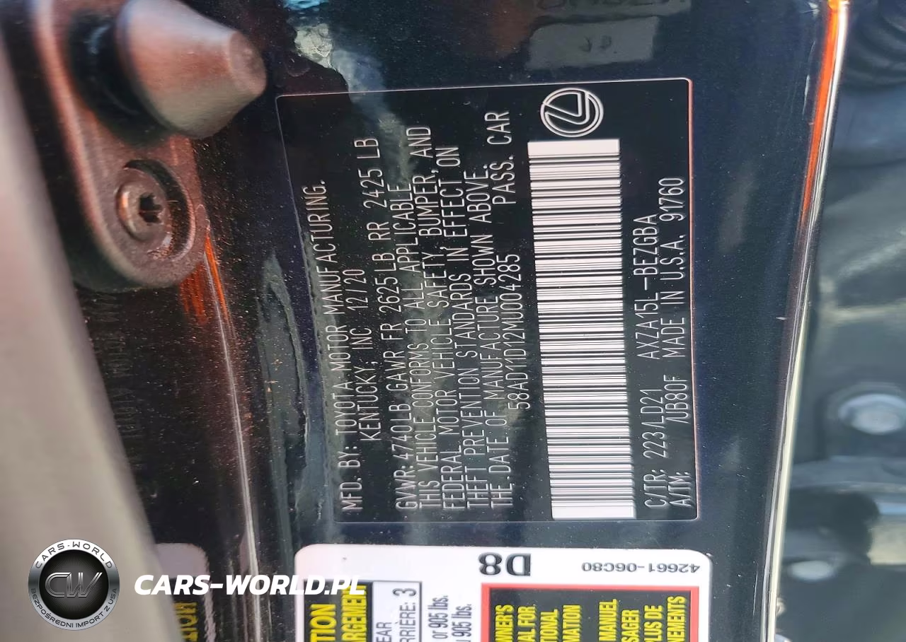 2021 Lexus Es 250 Base VIN:58AD11D12MU004285 - 12