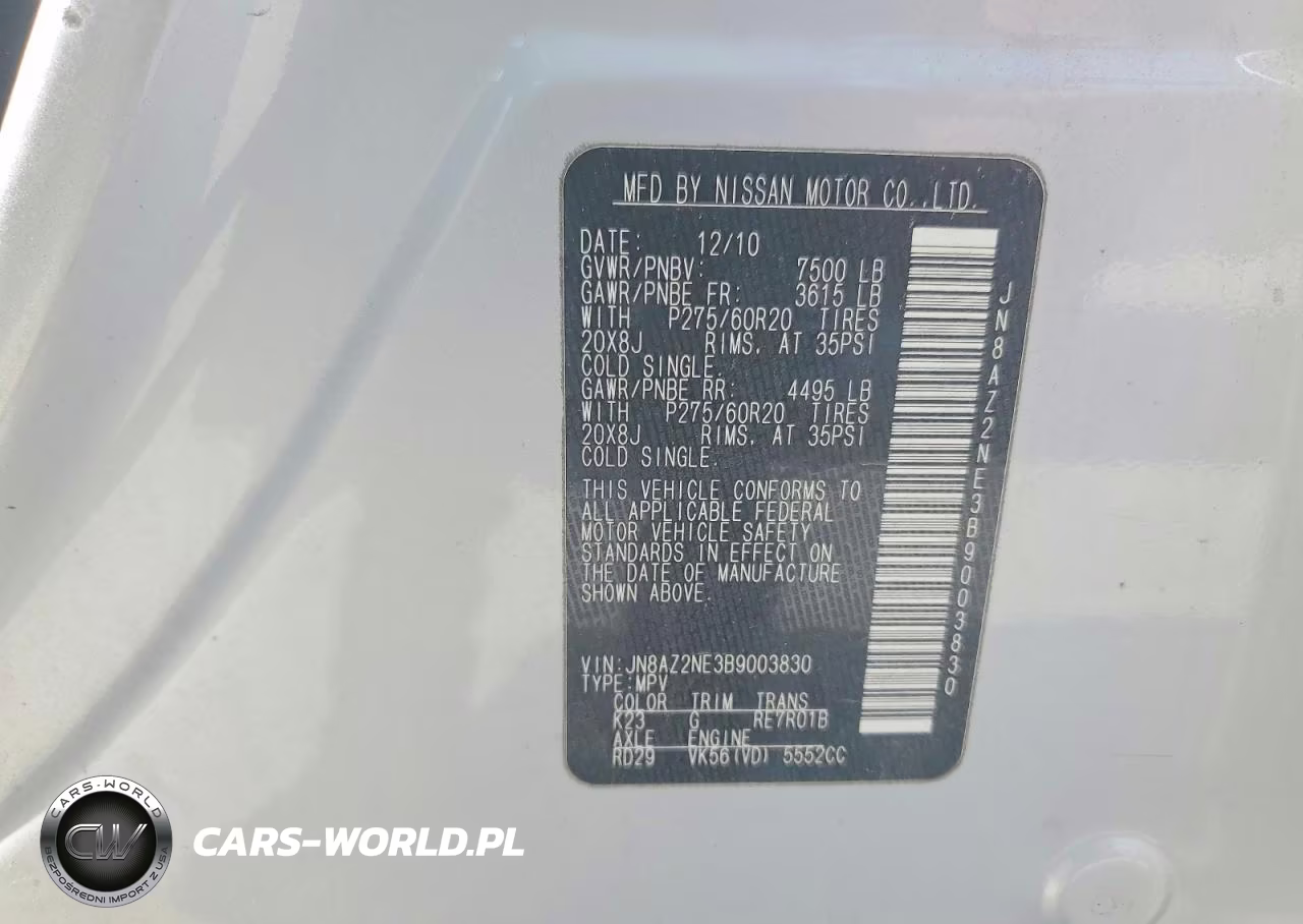 2011 Infiniti Qx56 Base VIN:JN8AZ2NE3B9003830 - 12