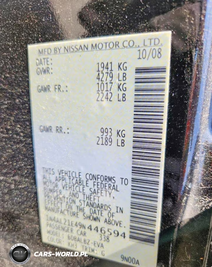2009 Nissan Altima 2.5 VIN:1N4AL21E49N446594 - 12