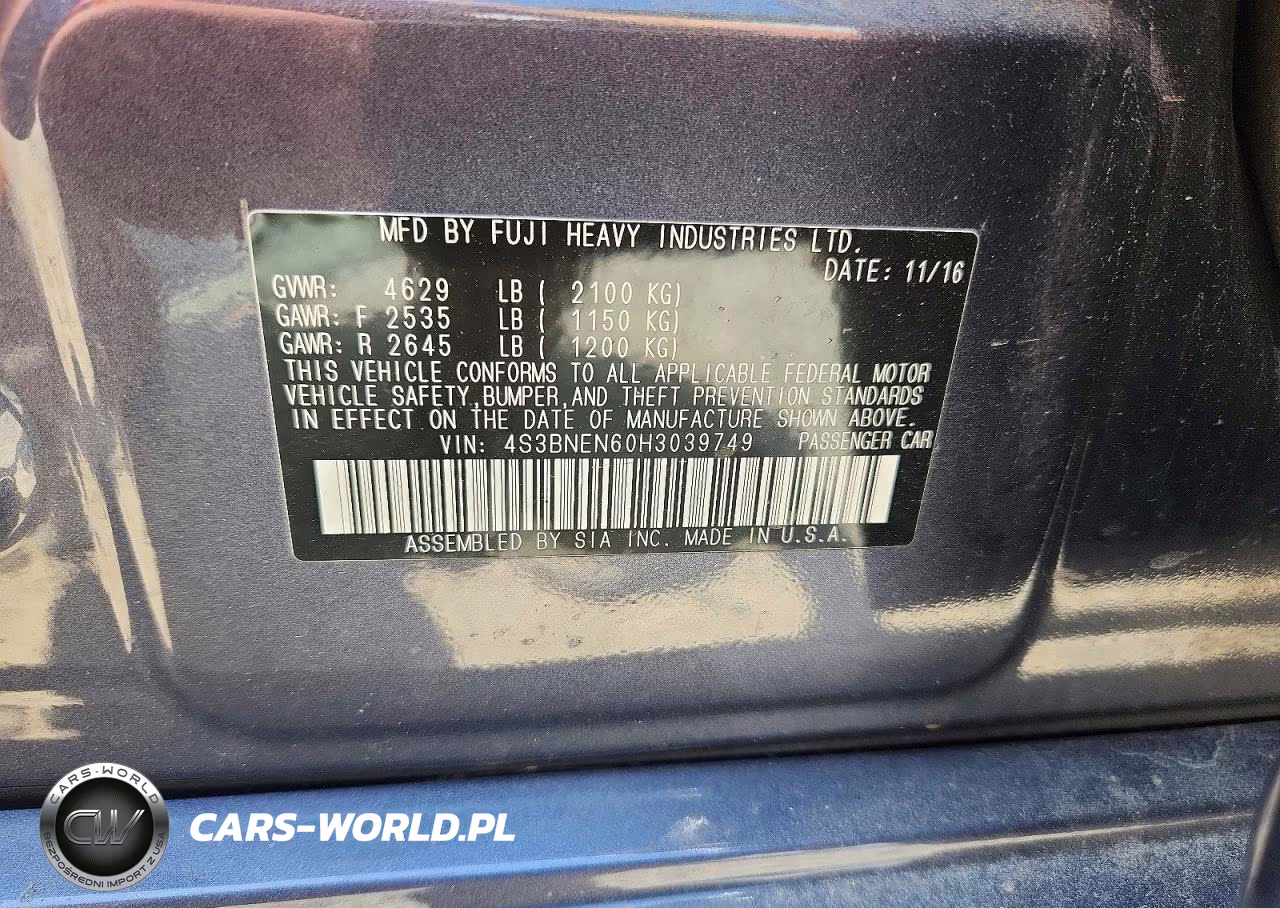 2017 Subaru Legacy 3.6R Limited VIN:4S3BNEN60H3039749 - 12