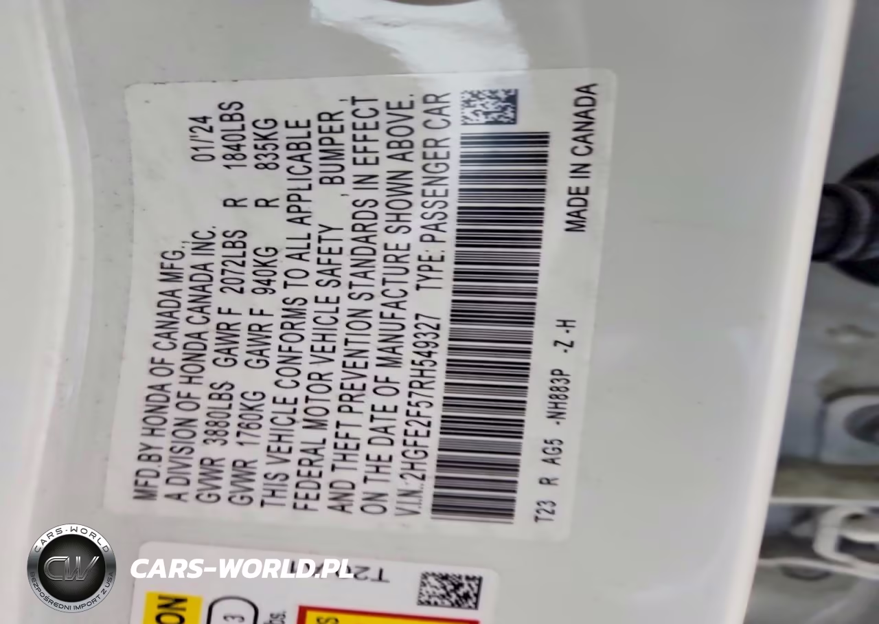 2024 Honda Civic Sport VIN:2HGFE2F57RH549327 - 12