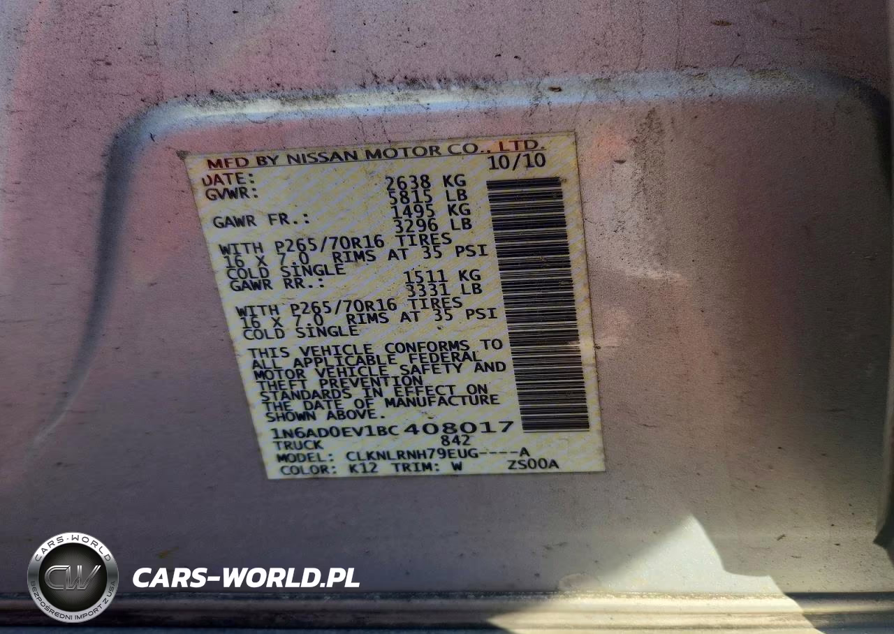 2011 Nissan Frontier S VIN:1N6AD0EV1BC408017 - 12