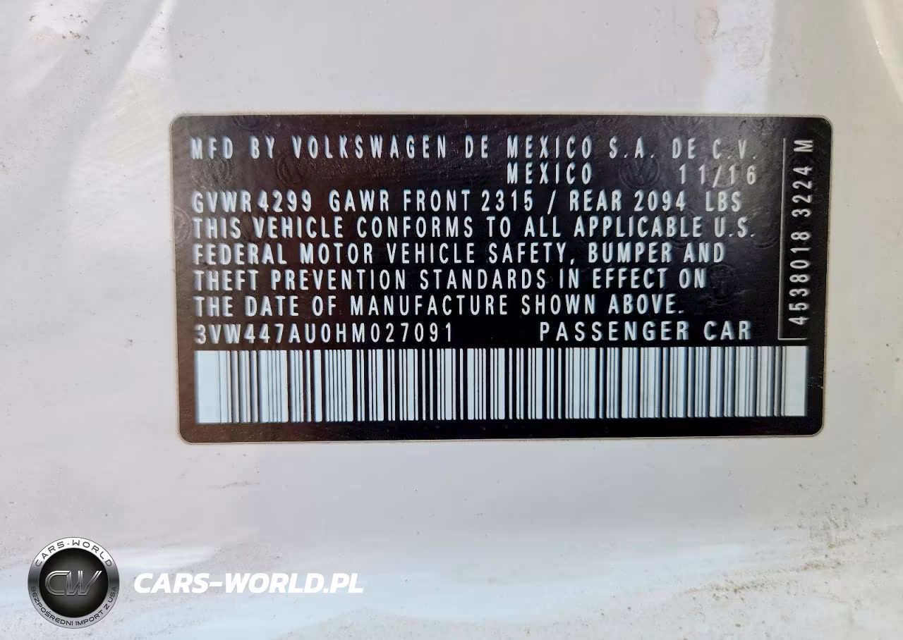 2017 Volkswagen Gti S VIN:3VW447AU0HM027091 - 12