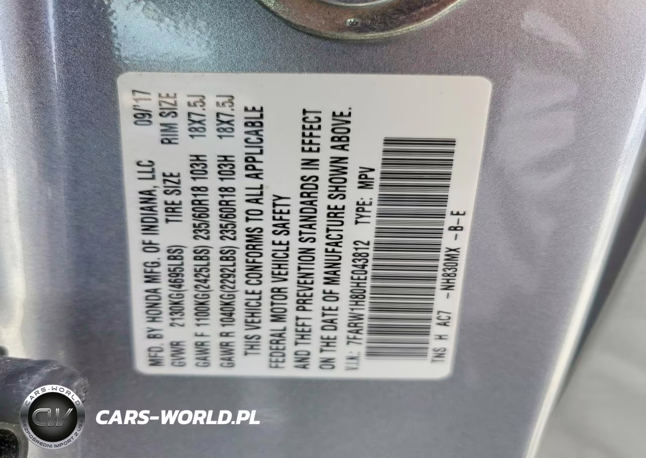 2017 Honda Cr-V Exl VIN:7FARW1H80HE043812 - 13