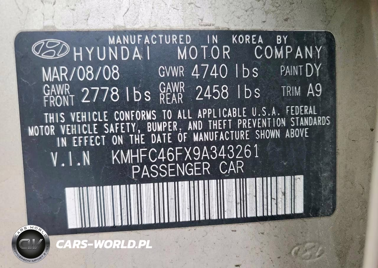 2009 Hyundai Azera Se VIN:KMHFC46FX9A343261 - 12