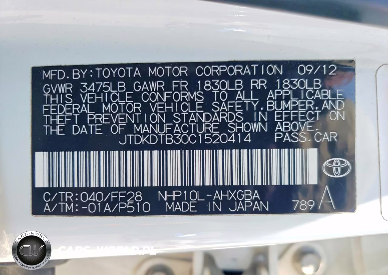 2012 TOYOTA PRIUS C THREE VIN:JTDKDTB30C1520414 - 12