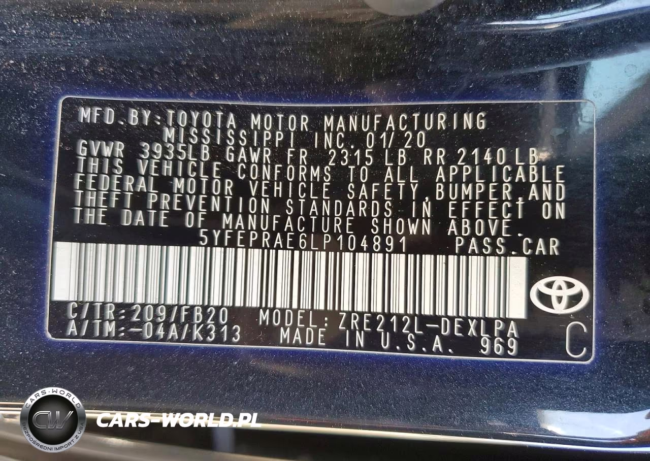 2020 Toyota Corolla Le VIN:5YFEPRAE6LP104891 - 13