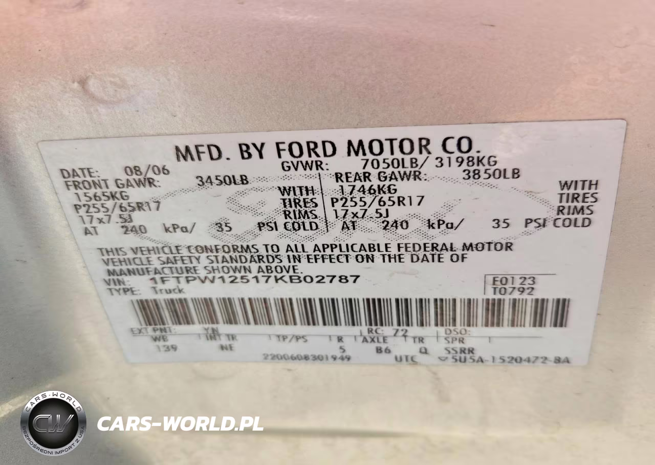 2007 Ford F150 Supercrew VIN:1FTPW12517KB02787 - 13