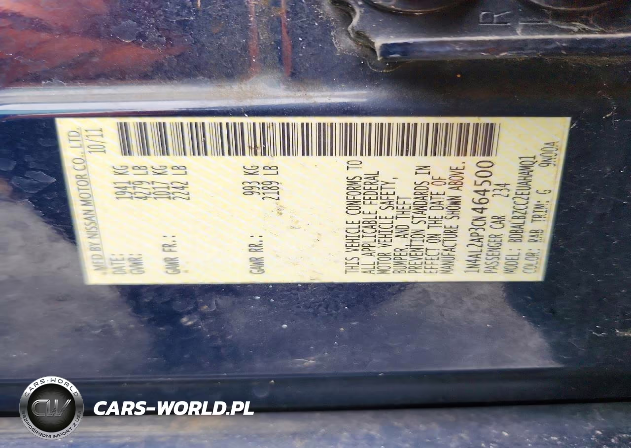 2012 Nissan Altima 2.5 VIN:1N4AL2AP3CN464500 - 13