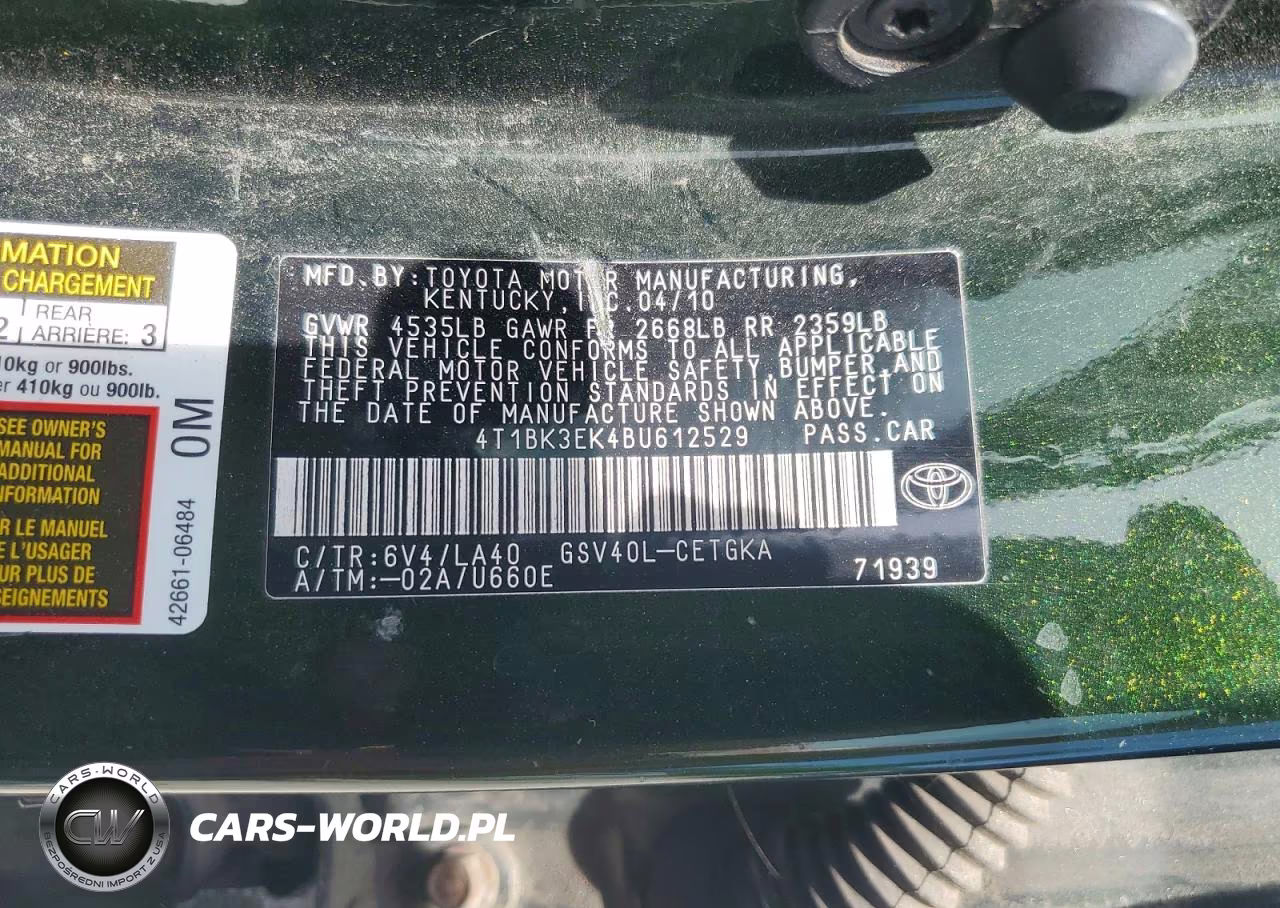 2011 Toyota Camry Xle V6 VIN:4T1BK3EK4BU612529 - 12