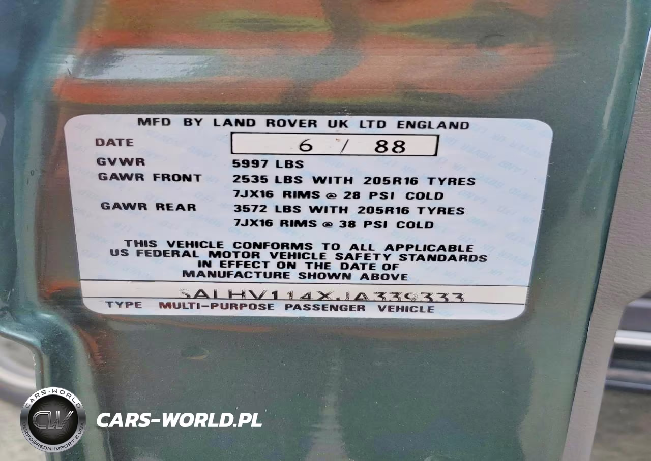 1988 Land Rover Range Rover VIN:SALHV114XJA339333 - 14