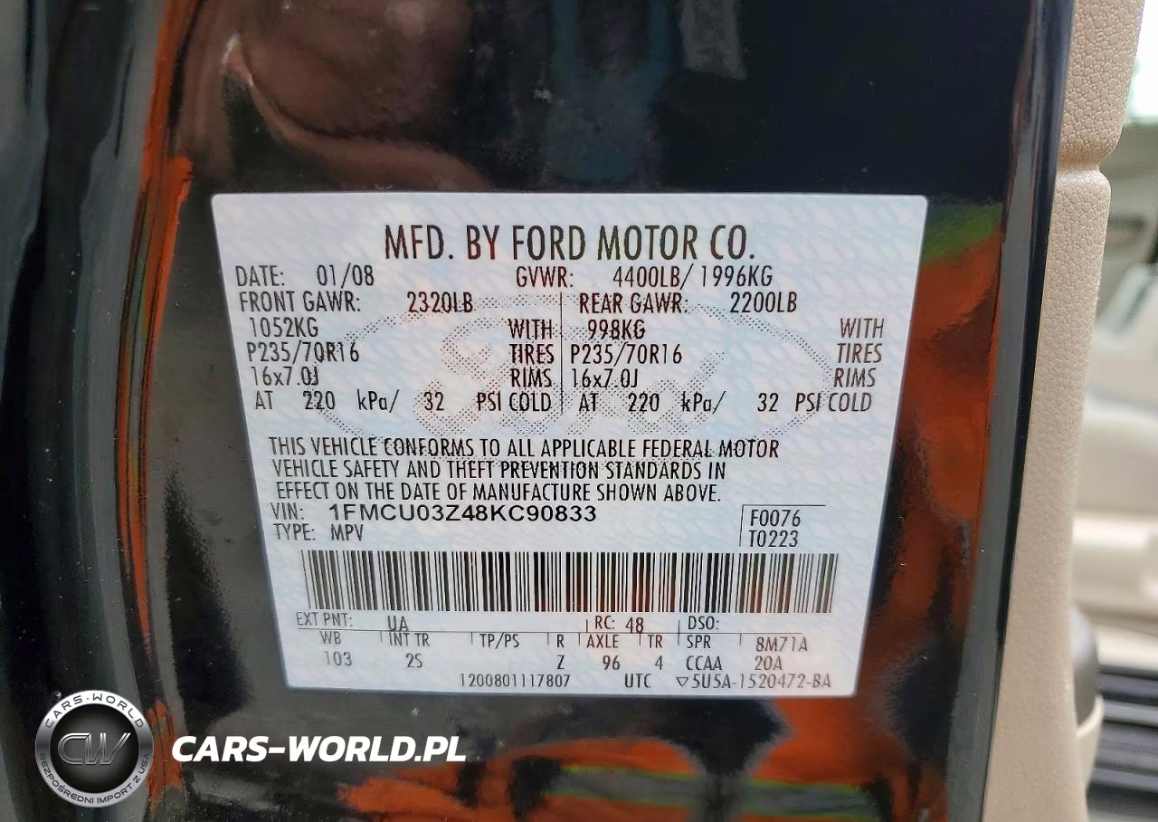 2008 Ford Escape Xlt VIN:1FMCU03Z48KC90833 - 13