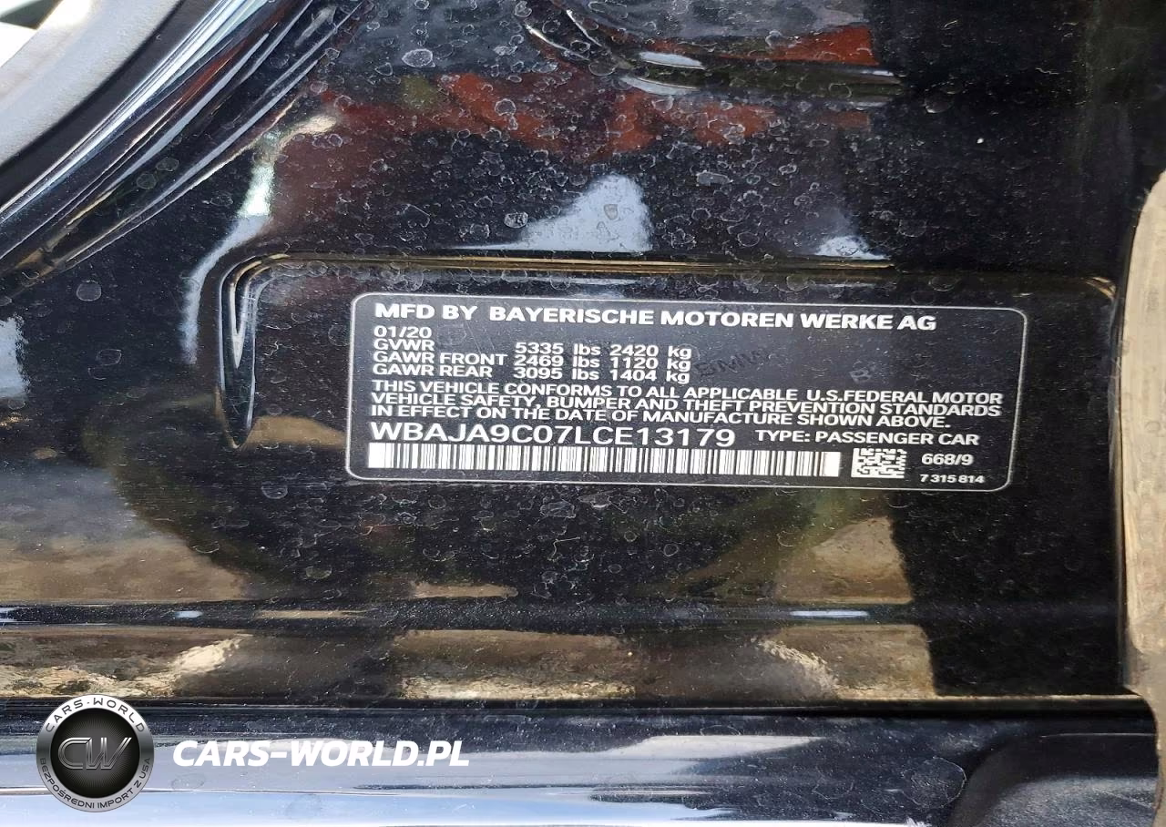 2020 BMW 530E VIN:WBAJA9C07LCE13179 - 12