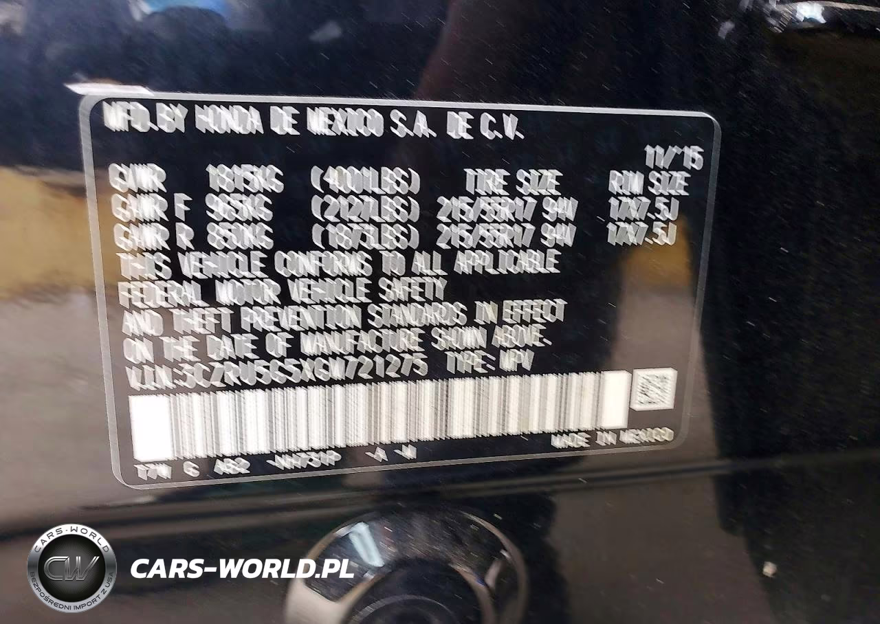 2016 Honda Hr-V Ex VIN:3CZRU5G5XGM721275 - 12
