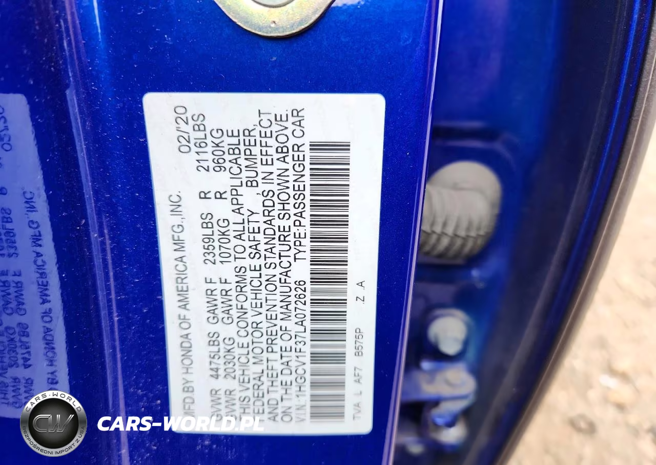 2020 Honda Accord Sport VIN:1HGCV1F37LA072626 - 12