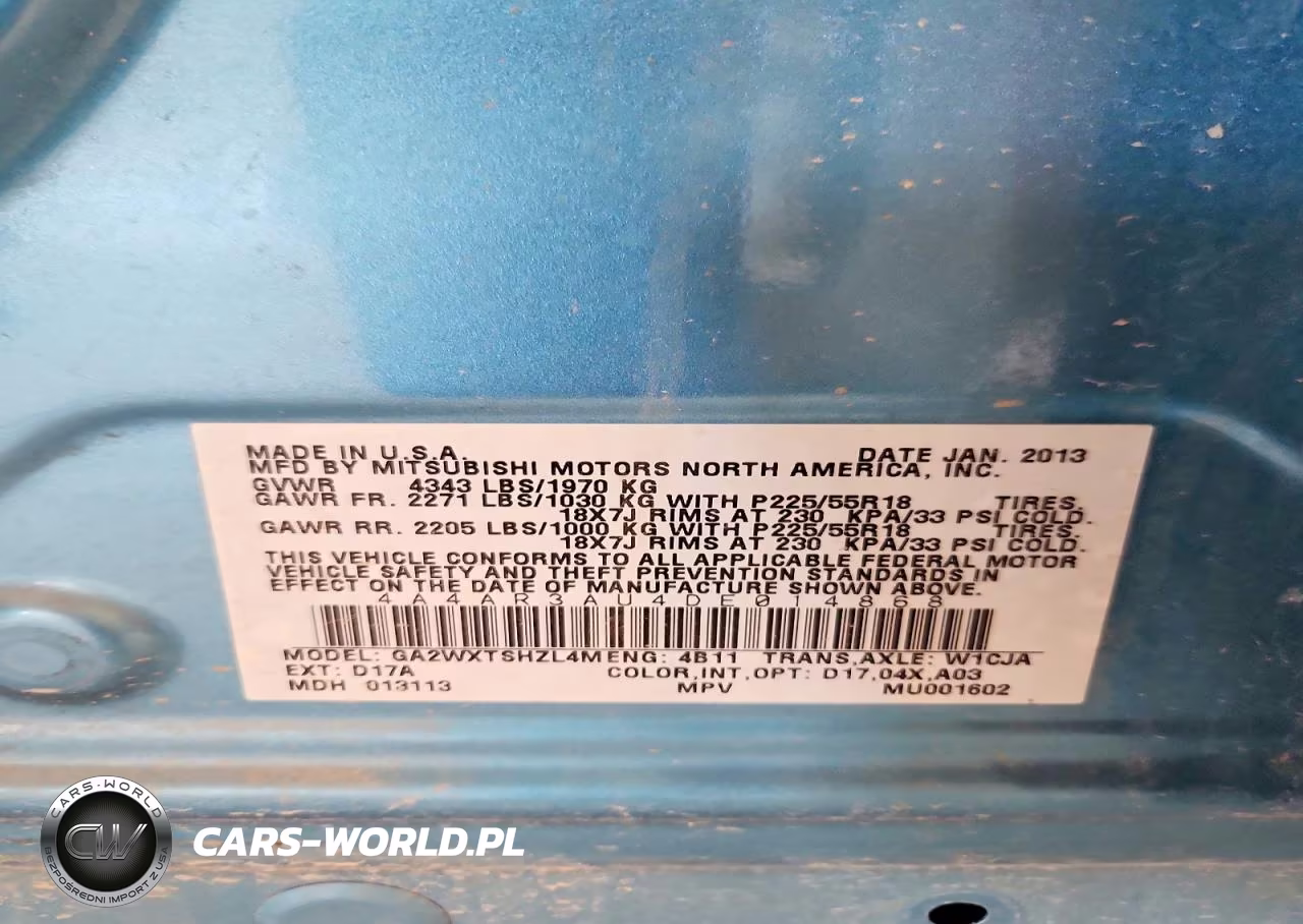 2013 Mitsubishi Outlander Sport Es VIN:4A4AR3AU4DE014868 - 13