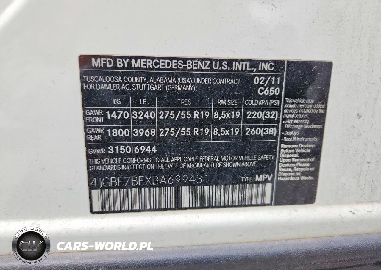 2011 Mercedes-Benz Gle 450E 4Matic VIN:4JGBF7BEXBA699431 - 13