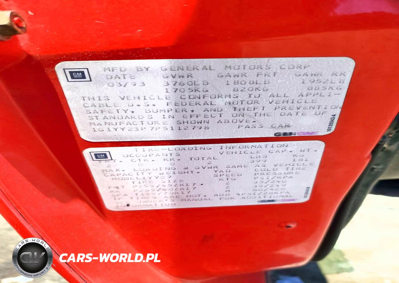 1993 Chevrolet Corvette VIN:1G1YY23P7P5112798 - 12