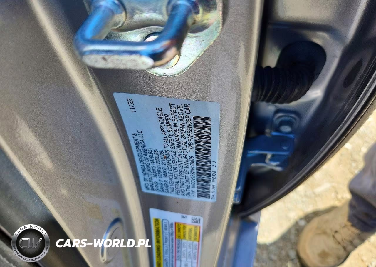 2022 Honda Accord Sport VIN:1HGCV1F32NA104675 - 12