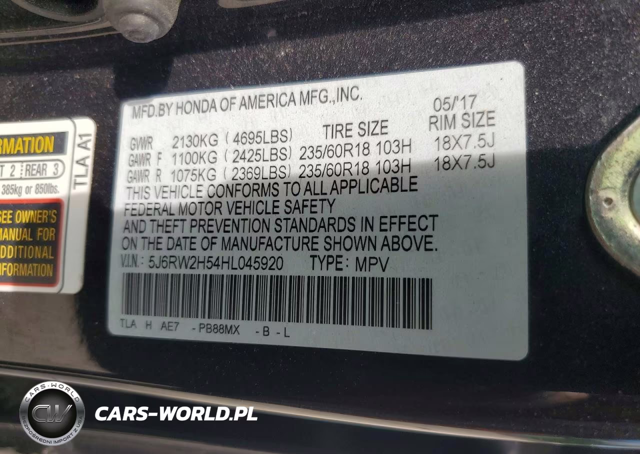 2017 Honda Cr-V Ex VIN:5J6RW2H54HL045920 - 13