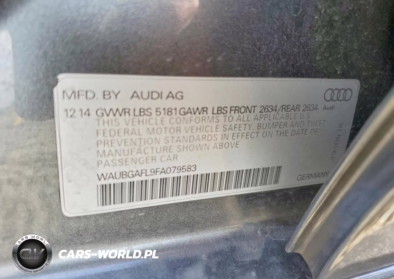 2015 Audi S4 Premium Plus VIN:WAUBGAFL9FA079583 - 12