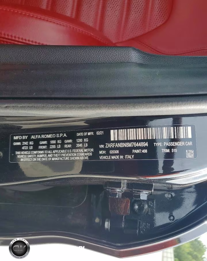 2021 Alfa Romeo Giulia Ti VIN:ZARFANBN8M7644894 - 12