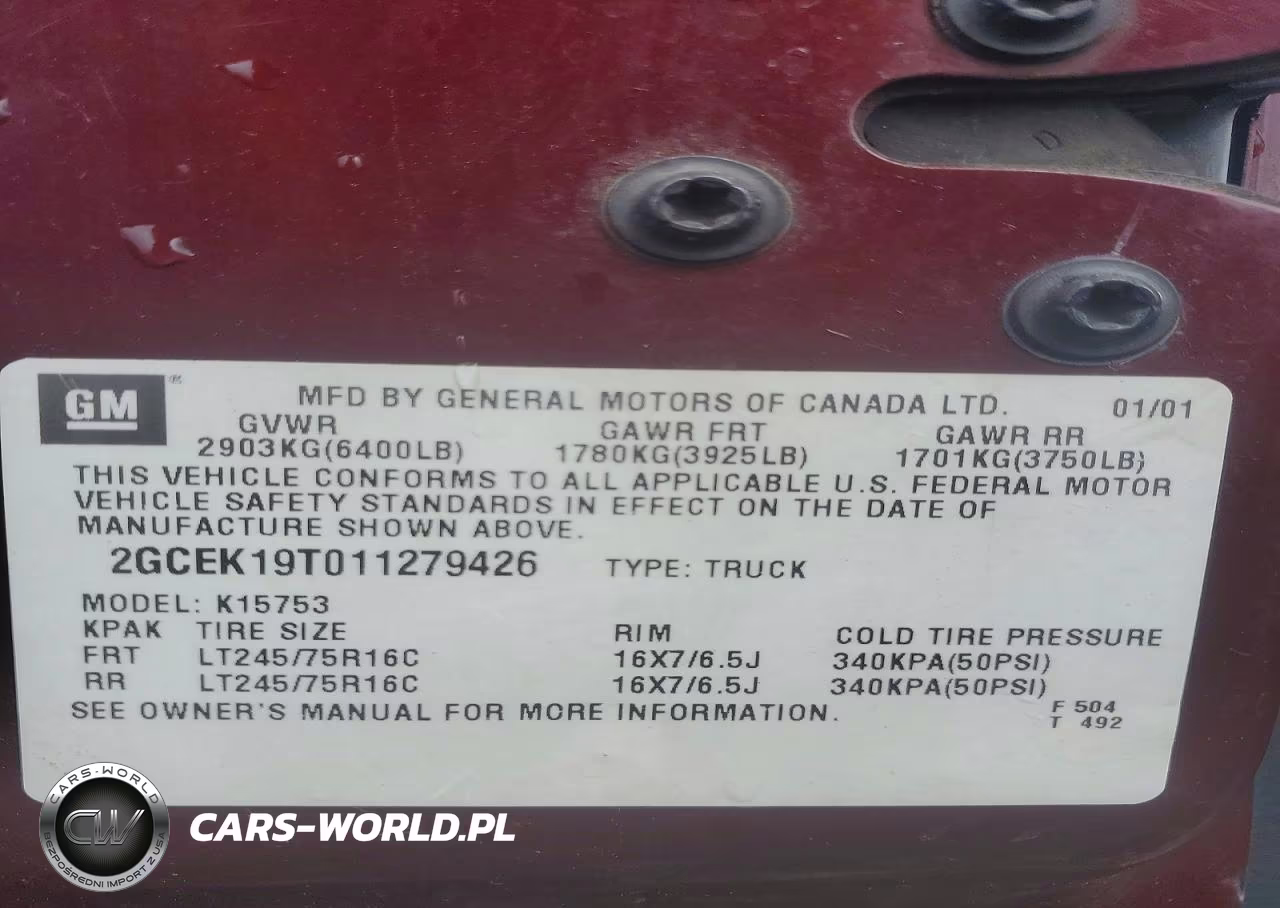 2001 Chevrolet Silverado K1500 VIN:2GCEK19T011279426 - 12