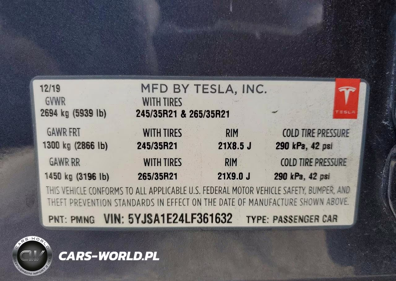 2020 Tesla Model S VIN:5YJSA1E24LF361632 - 13