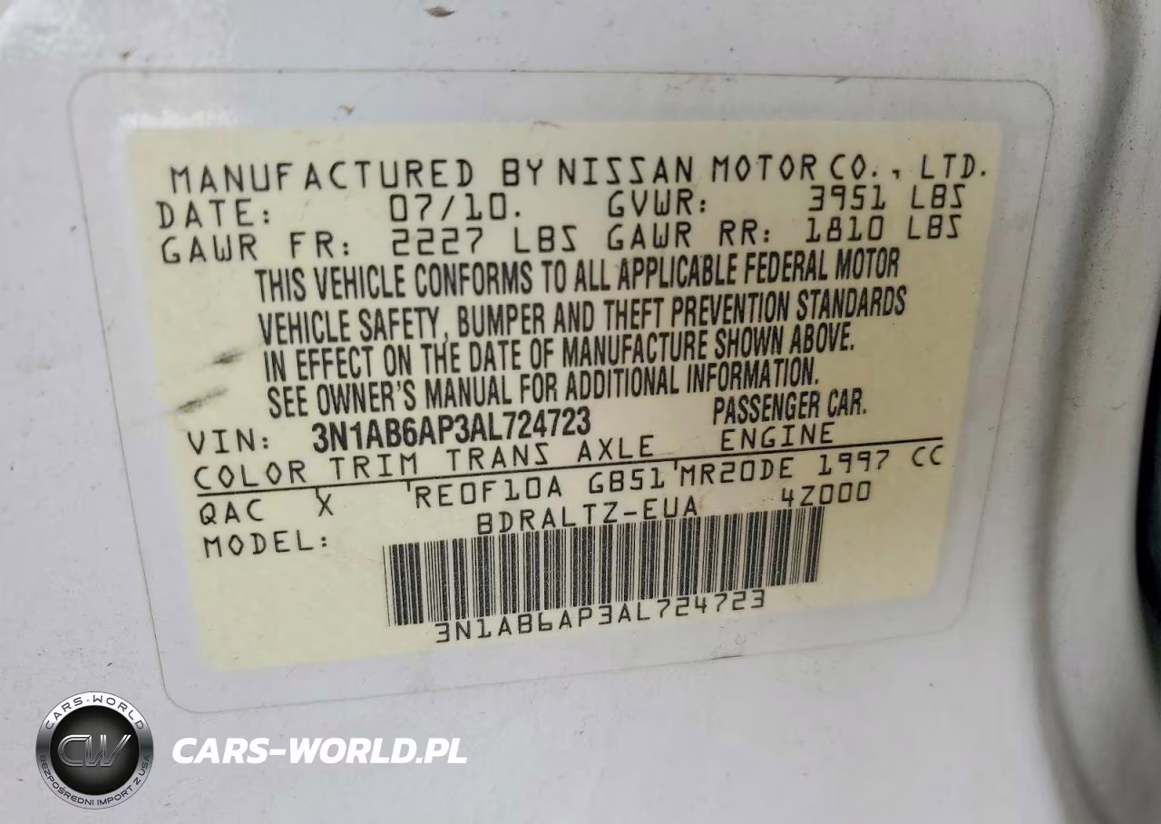 2010 Nissan Sentra 2.0Sr VIN:3N1AB6AP3AL724723 - 12