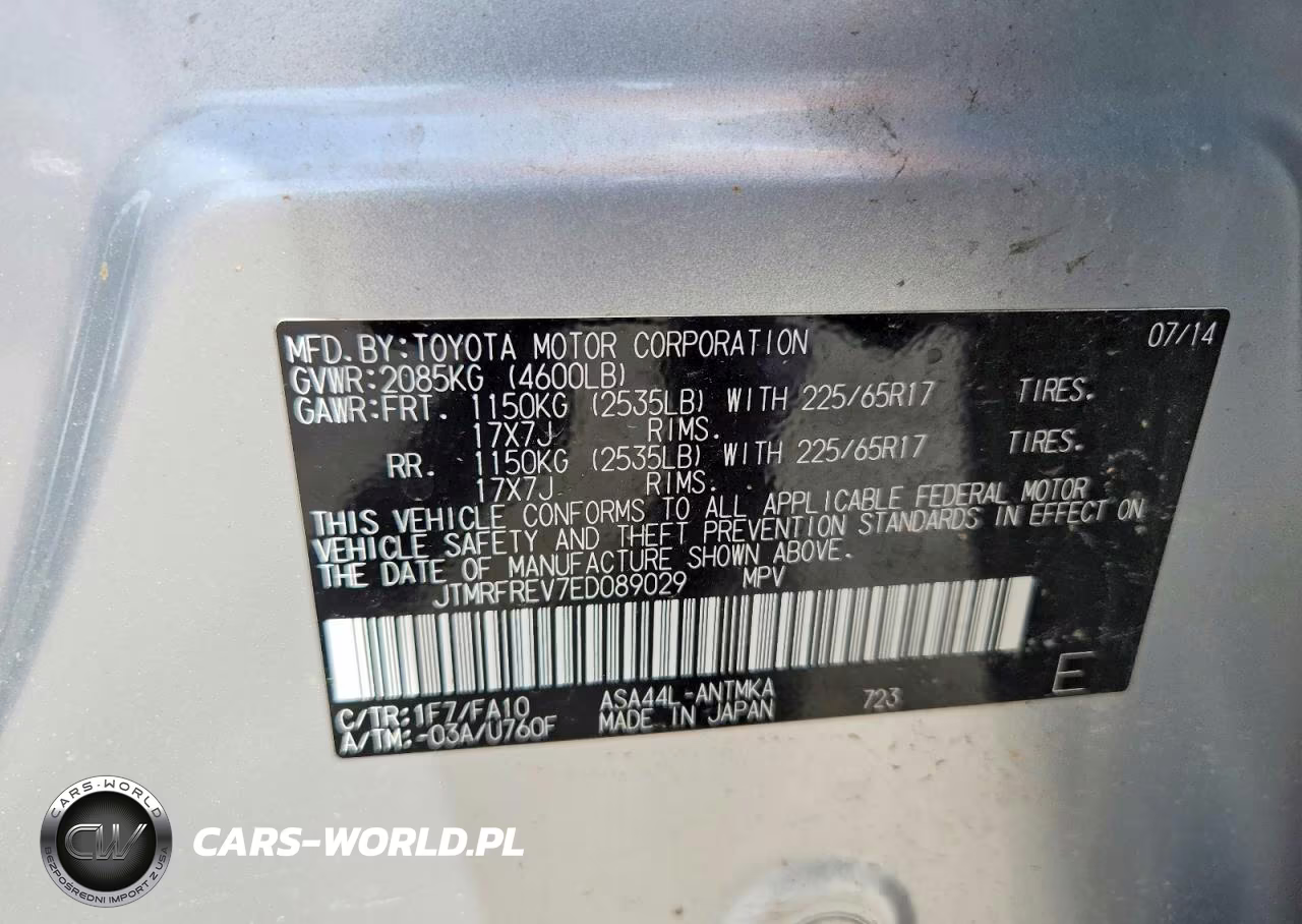 2014 Toyota Rav4 Xle VIN:JTMRFREV7ED089029 - 14