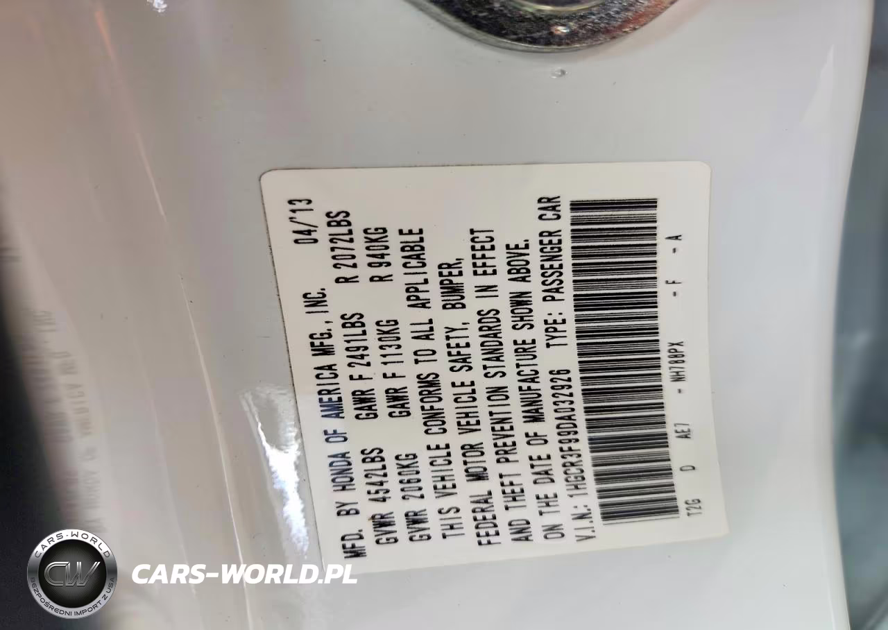 2013 Honda Accord Touring VIN:1HGCR3F99DA032926 - 13