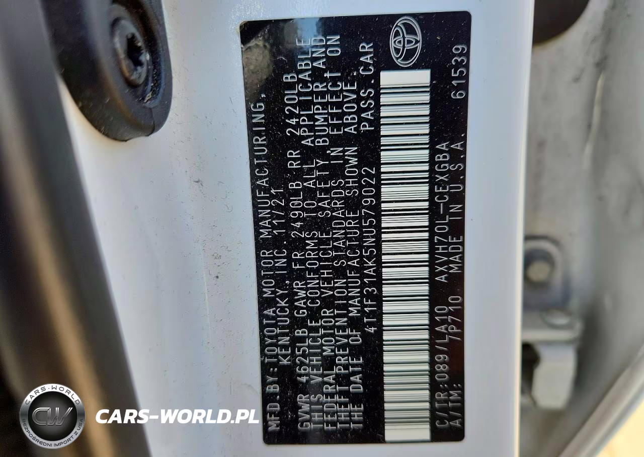 2022 Toyota Camry Xle VIN:4T1F31AK5NU579022 - 12