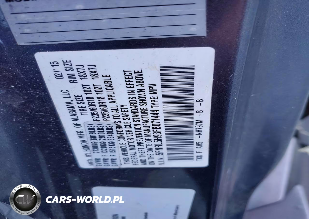 2015 Honda Odyssey Touring VIN:5FNRL5H93FB071444 - 13