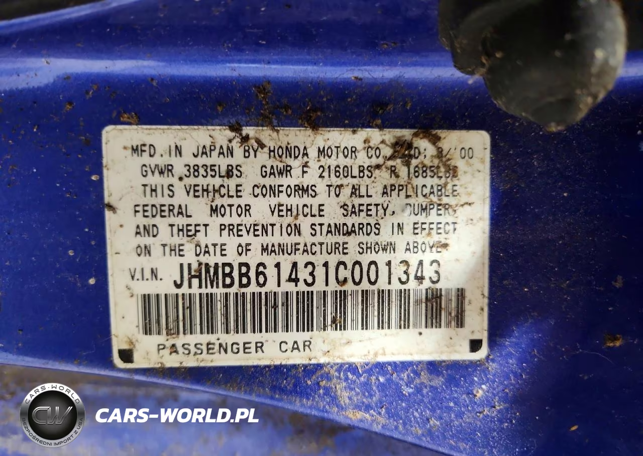 2001 Honda Prelude VIN:JHMBB61431C001343 - 13