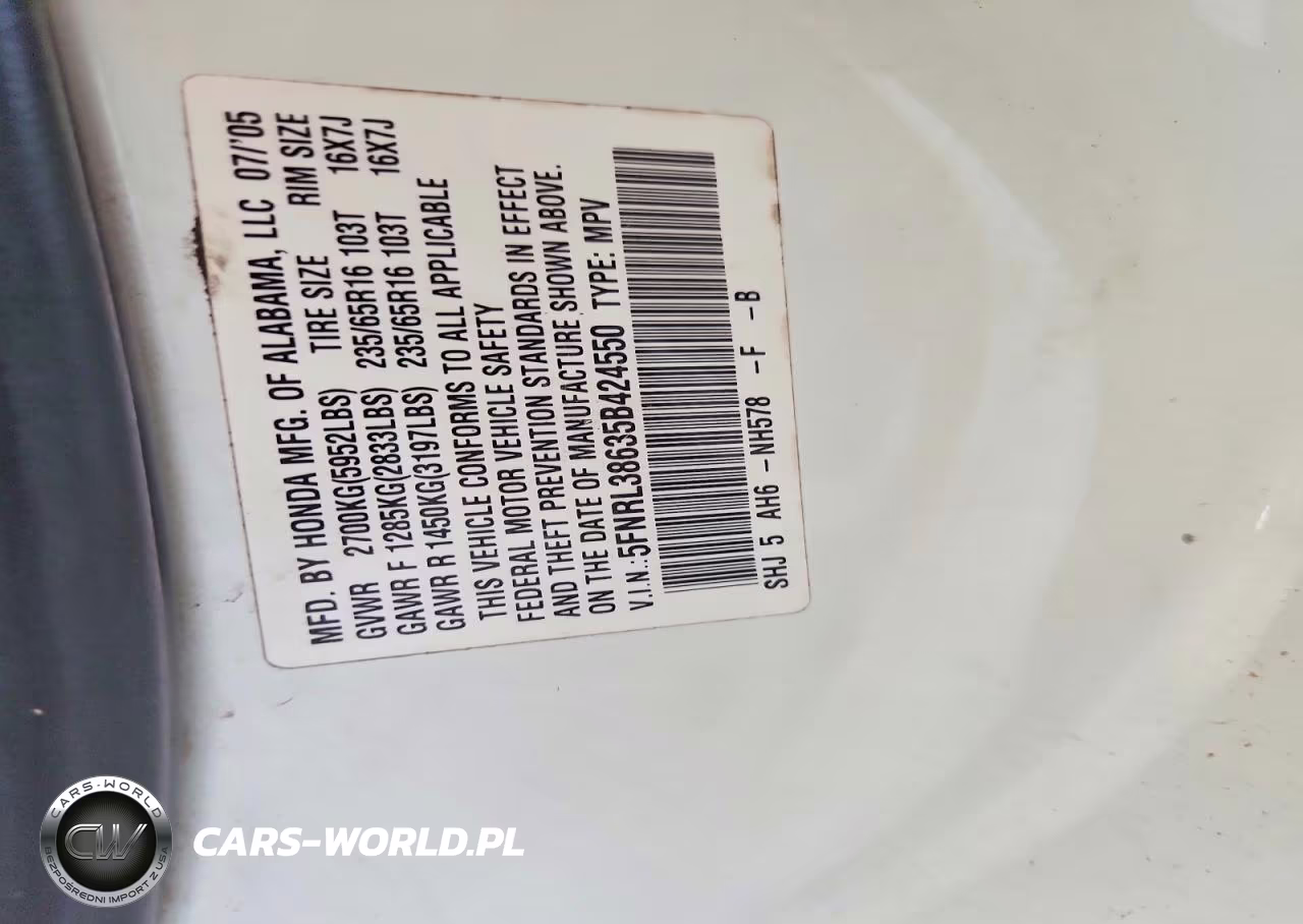 2005 Honda Odyssey Exl VIN:5FNRL38635B424550 - 13