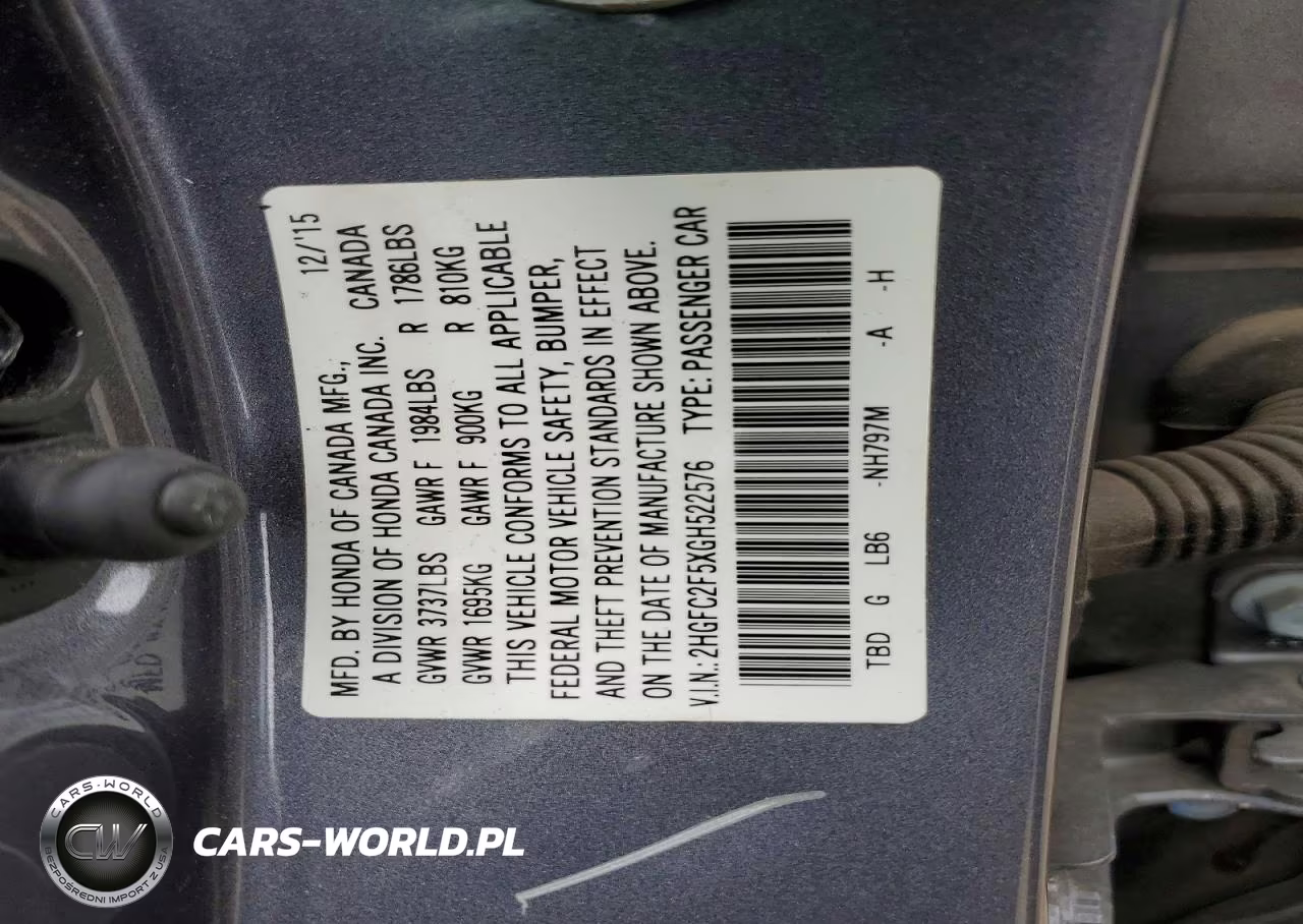 2016 Honda Civic Lx VIN:2HGFC2F5XGH522576 - 12